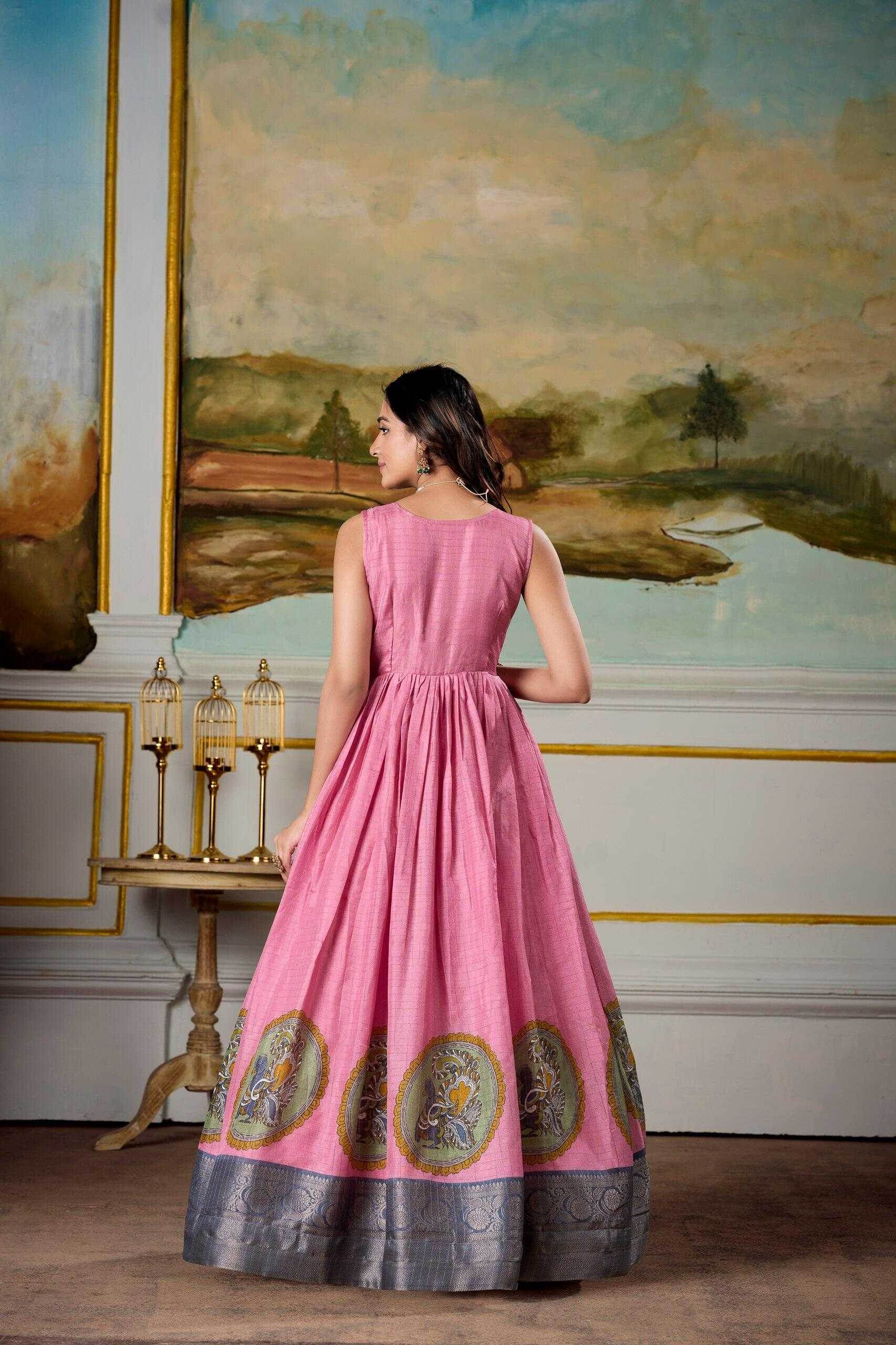 Dola Silk Anarkali Floor-Length Gown With Koti Set - MYLUXURY LANE ENTERPRISE